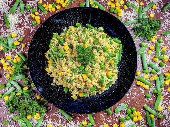 Gesunde Erbsenreis Pfanne