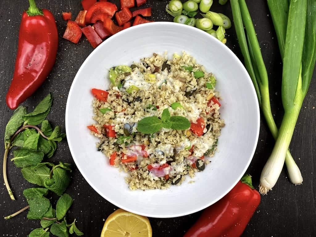 Low Carb Couscous salat Low-Carb Couscous Salat aus Blumenkohl