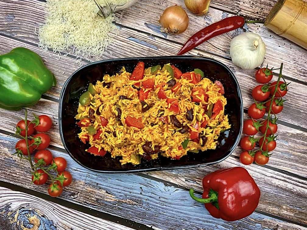 Vegane Reispfanne mit Gemüse