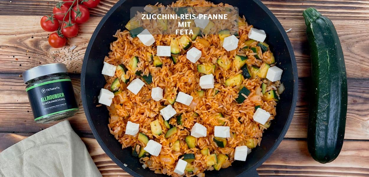 Zucchini Reis Pfanne mit Feta Zucchini-Reis-Pfanne mit Feta