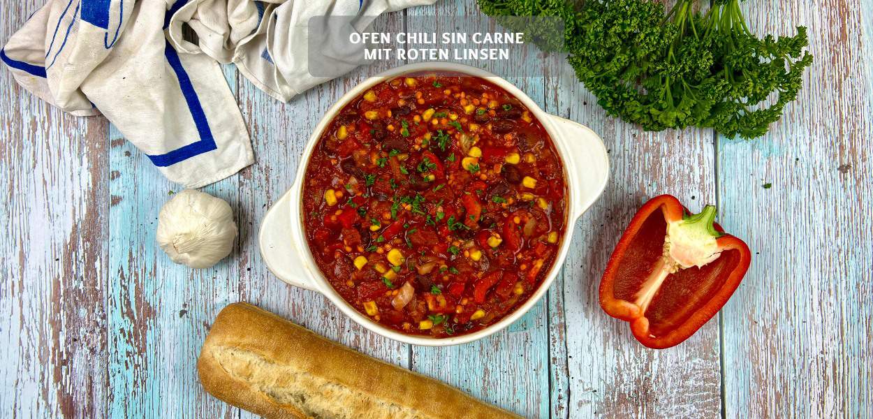 Chili sin carne rezept Chili sin Carne aus dem Ofen mit roten Linsen