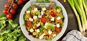 Couscous-Feldsalat mit Feta mit Kidneybohnen