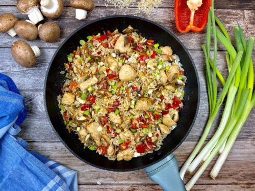 Einfacher Asia Bratreis mit Hähnchen