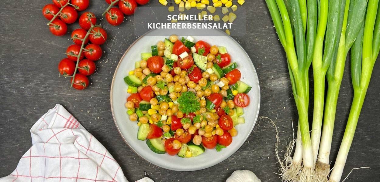 Einfacher Kichererbsensalat mit Tomaten Schneller Kichererbsensalat – Einfach in 10min zubereitet