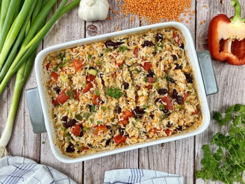 Einfacher Ofenreis mit Gemüse