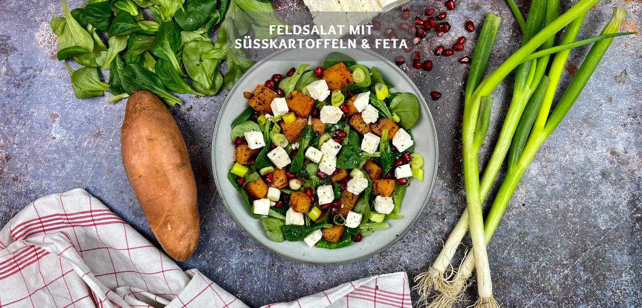 Einfaches Feldsalat Rezept mit Süßkartoffeln