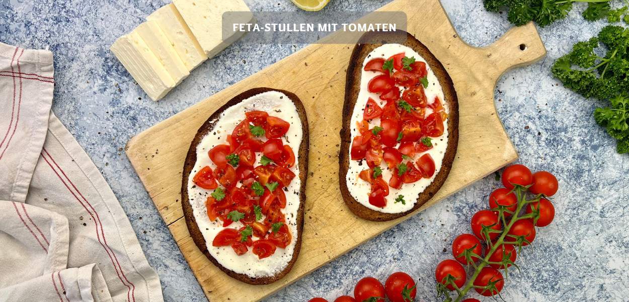 Feta Stullen mit Tomaten Feta-Stullen mit Tomaten