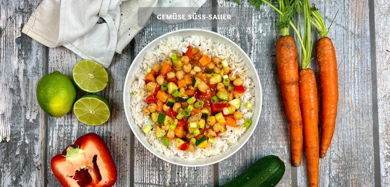 Gemuese suess sauer mit Reis Gemüse süß-sauer mit Reis