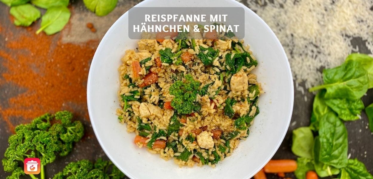 Reispfanne mit Hähnchen und Spinat – Reis mit Hähnchen