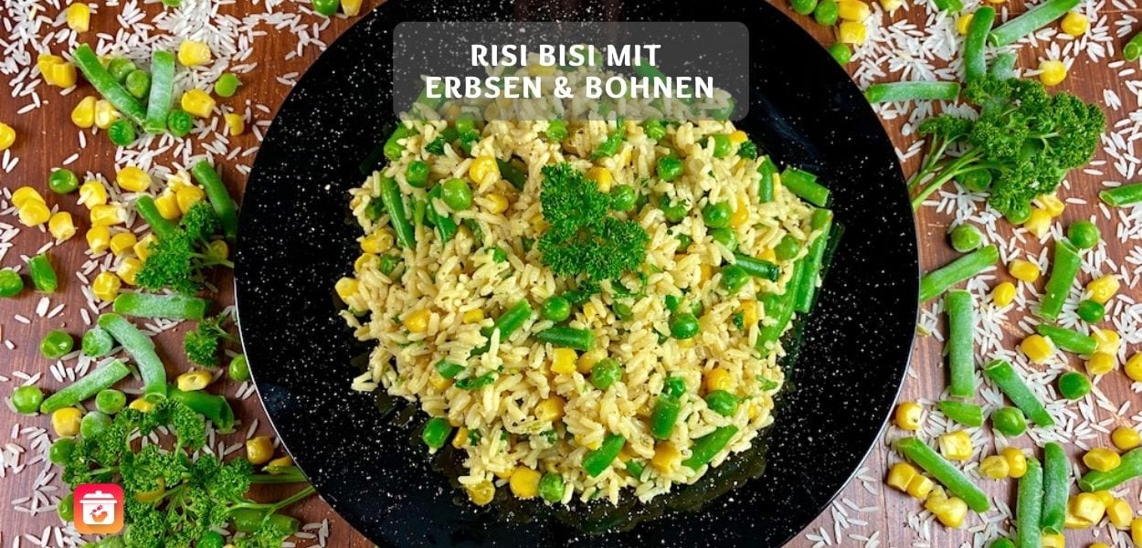 Risi Bisi mit Erbsen und Bohnen – Gesunde Erbsen-Reis Pfanne