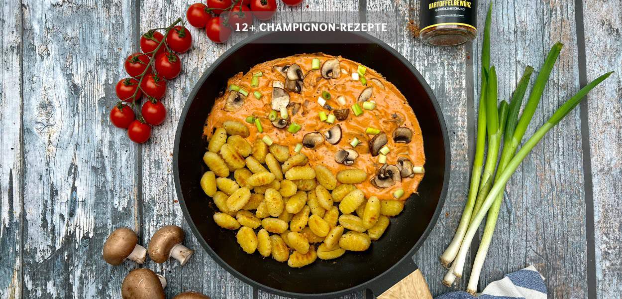 Gnocchi mit Champignon Sauce Gnocchi mit Champignon-Sauce