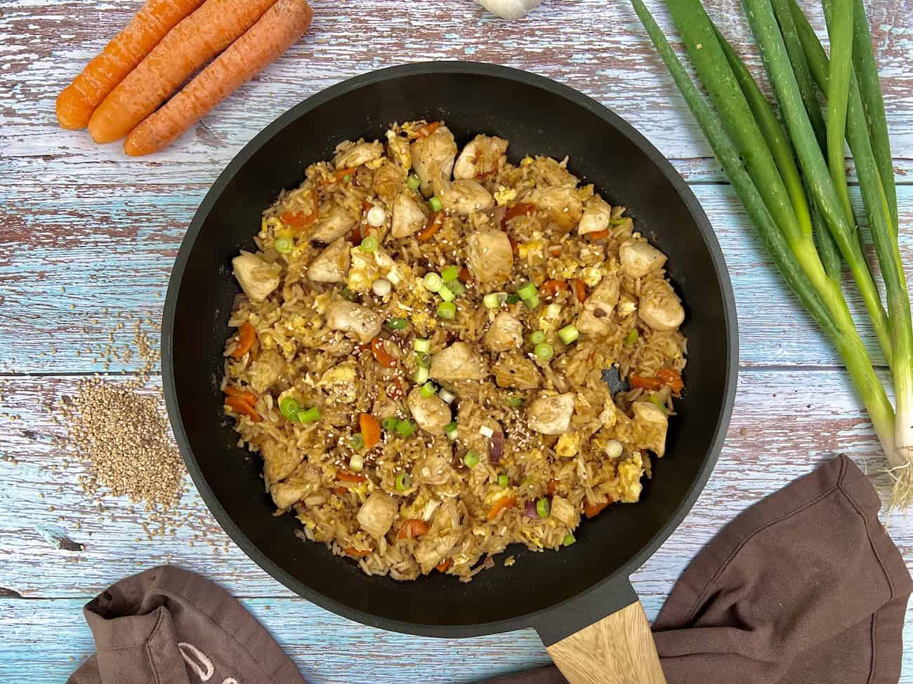 Haehnchen Teriyaki Reispfanne Hähnchen-Teriyaki-Reispfanne