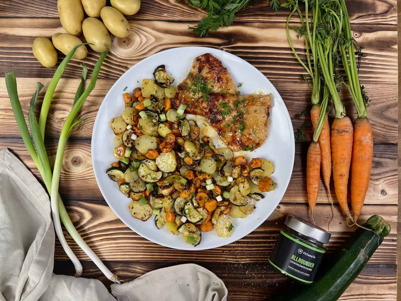 Honig-Senf Putenfilet mit Gemüse