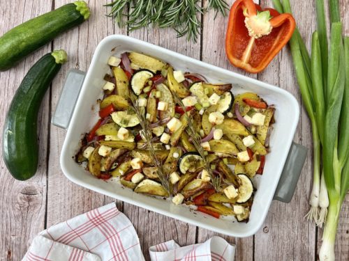 Kartoffel-Zucchini Auflauf mit Feta