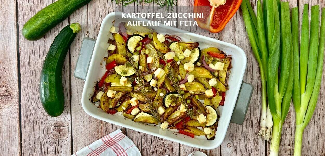 Kartoffel-Zucchini Auflauf mit Feta und Rosmarin