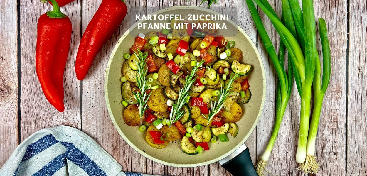 Kartoffel-Zucchini-Pfanne mit Paprika und Rosmarin