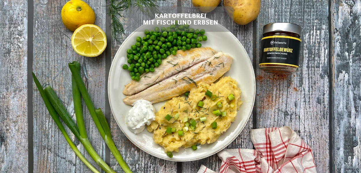 Kartoffelbrei mit Fisch und Erbsen