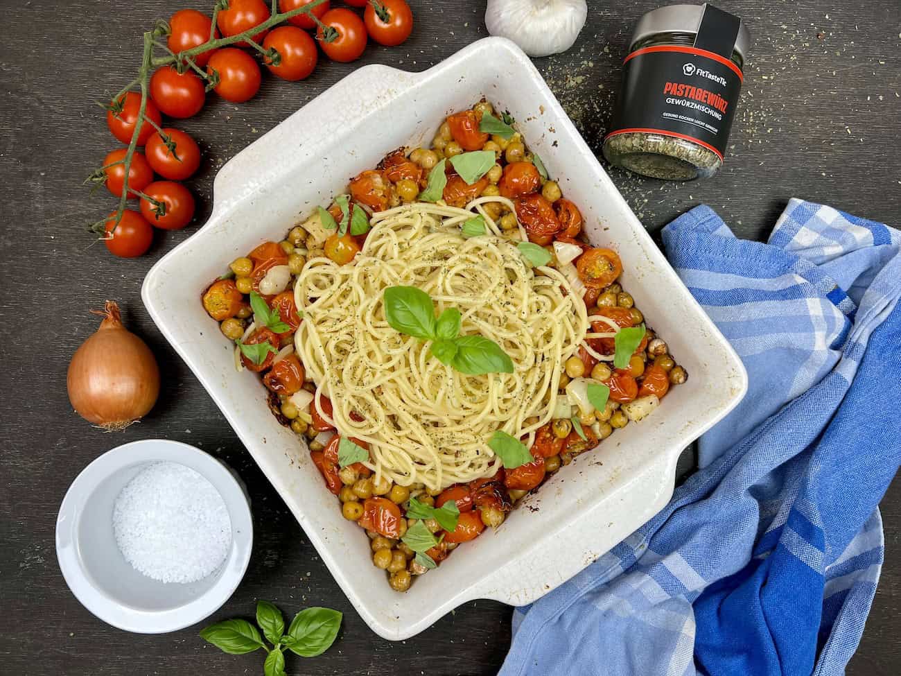Kichererbsen-Tomaten-Pasta