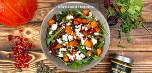 Kuerbissalat mit Feta und Granatapfelkernen