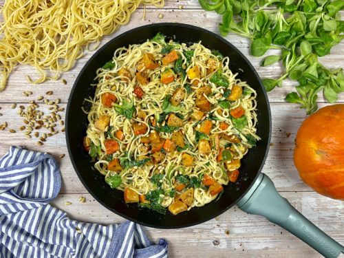 Kürbis-Spaghetti Pfanne