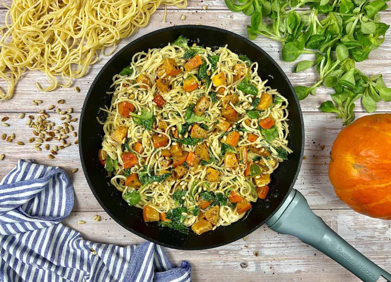 Kürbis-Spaghetti Pfanne