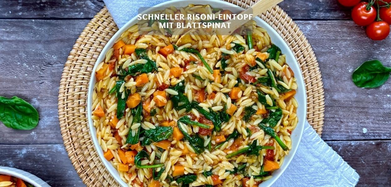 Leichter Risoni Eintopf Schneller Risoni-Eintopf mit Blattspinat