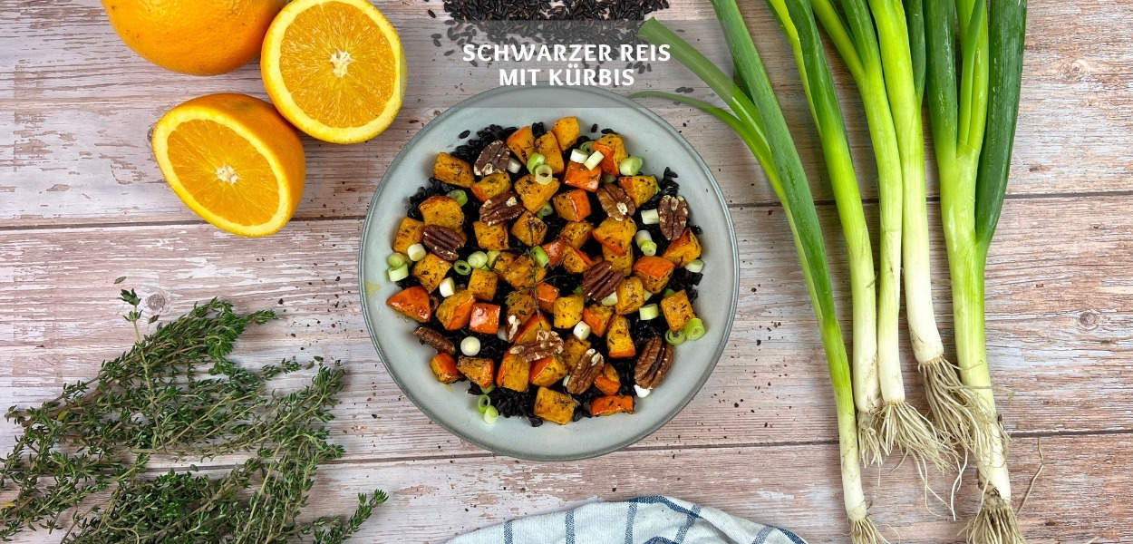 Leichtes Rezept mit schwarzem Reis Schwarzer Reis mit Kürbis – Leichtes Rezept mit schwarzem Reis