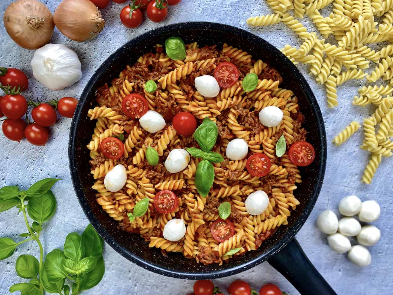 Proteinreiche Pasta Pfanne Proteinreiche Pasta-Pfanne