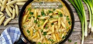 Puten-Geschnetzeltes mit Schupfnudeln in cremiger Sauce