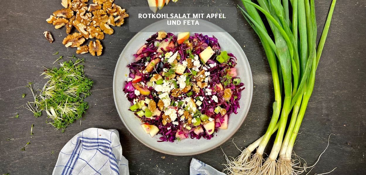 Rotkohlsalat mit Apfel und Feta