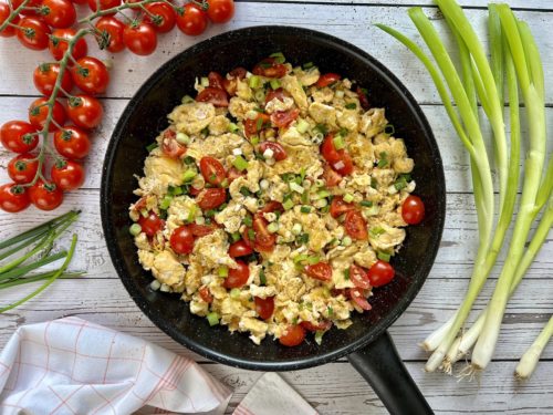Schnelle Rührei-Gemüse Pfanne