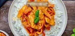 Schnelle hähnchen-paprika-sahne pfanne