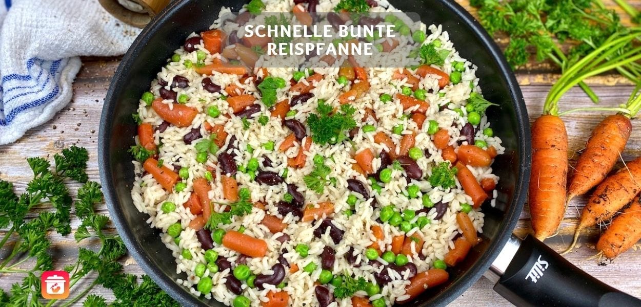 Schnelle Bunte Reispfanne – Gesundes Mittagessen Rezept