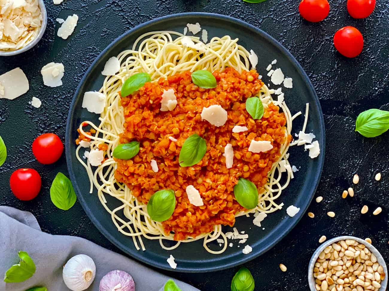 Spaghetti mit Linsenbolognese
