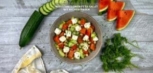 Wassermelonen-Feta-Salat mit Kichererbsen