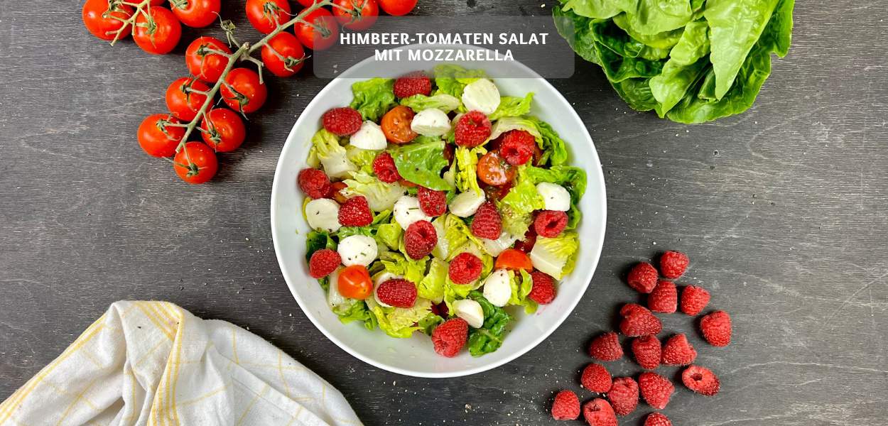 schneller Himbeer Tomaten Salat mit Mozzarella Himbeer-Tomaten Salat mit Mozzarella